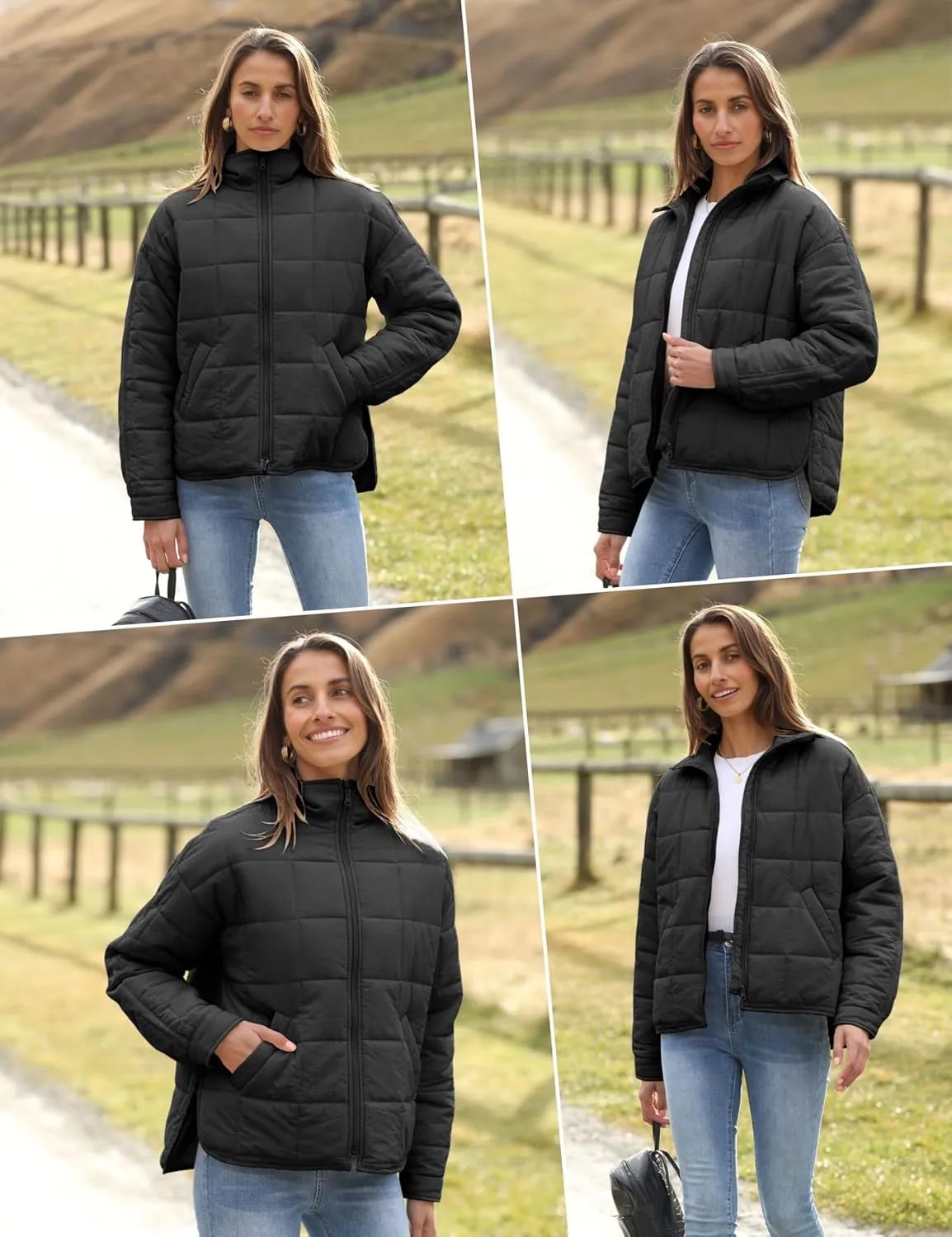Xiaoxuemeng Womens Quilted Puffer Jacket Zip Up Lightweight Padded Coat Outwear
