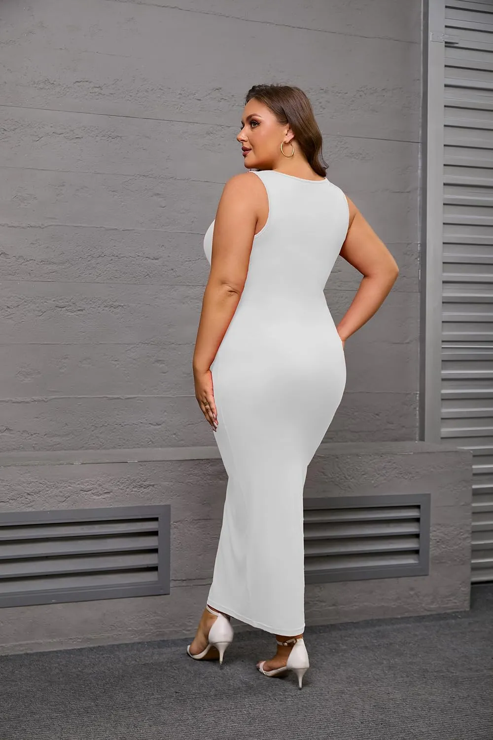 YeGine Women Plus Size Sleeveless Bodycon Maxi Dresses Sexy Slim Tank Dresses