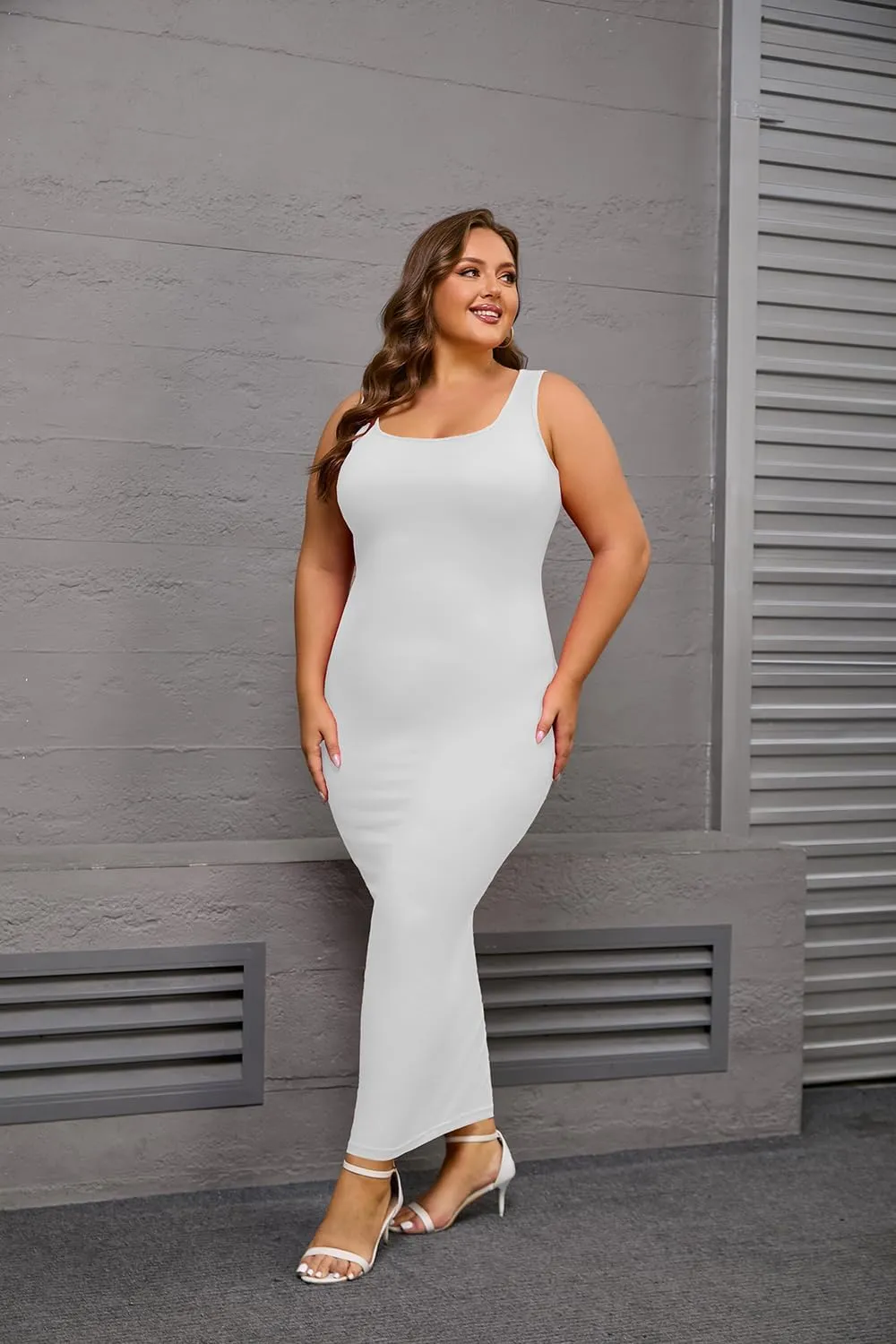 YeGine Women Plus Size Sleeveless Bodycon Maxi Dresses Sexy Slim Tank Dresses