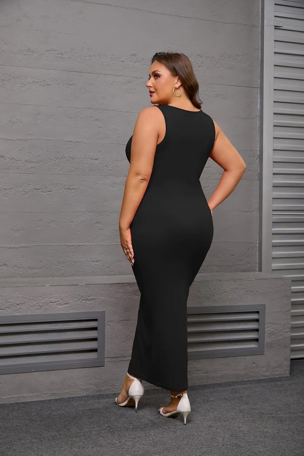 YeGine Women Plus Size Sleeveless Bodycon Maxi Dresses Sexy Slim Tank Dresses