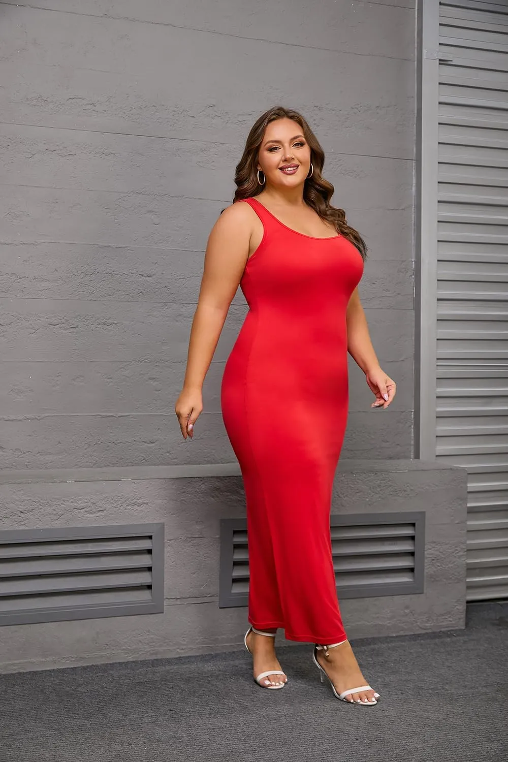 YeGine Women Plus Size Sleeveless Bodycon Maxi Dresses Sexy Slim Tank Dresses