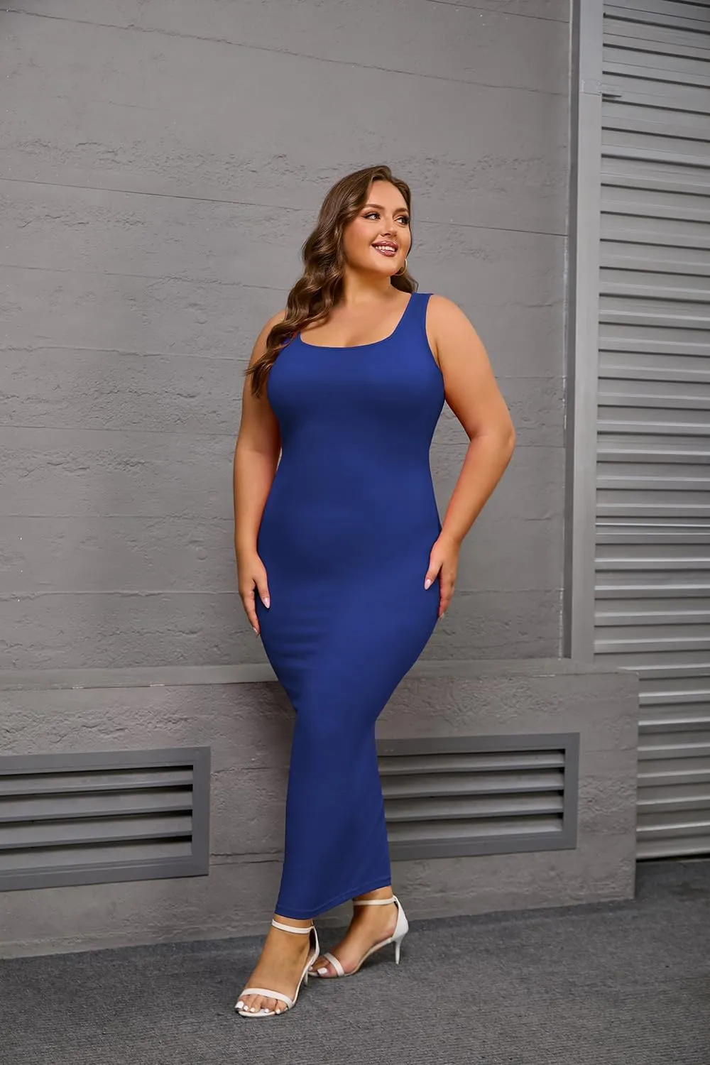 YeGine Women Plus Size Sleeveless Bodycon Maxi Dresses Sexy Slim Tank Dresses