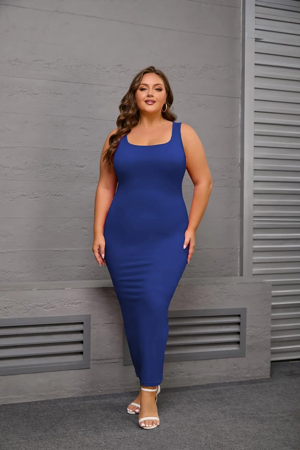 YeGine Women Plus Size Sleeveless Bodycon Maxi Dresses Sexy Slim Tank Dresses