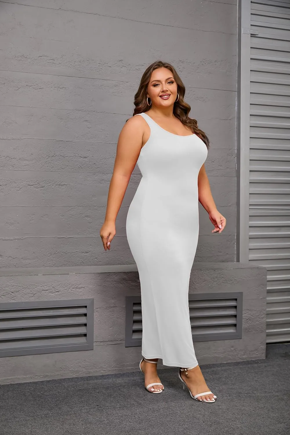YeGine Women Plus Size Sleeveless Bodycon Maxi Dresses Sexy Slim Tank Dresses
