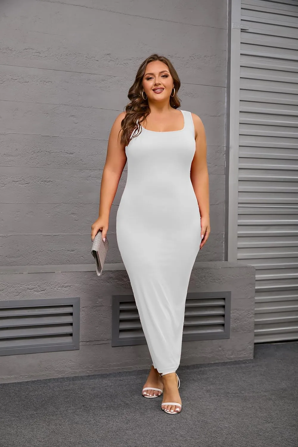 YeGine Women Plus Size Sleeveless Bodycon Maxi Dresses Sexy Slim Tank Dresses