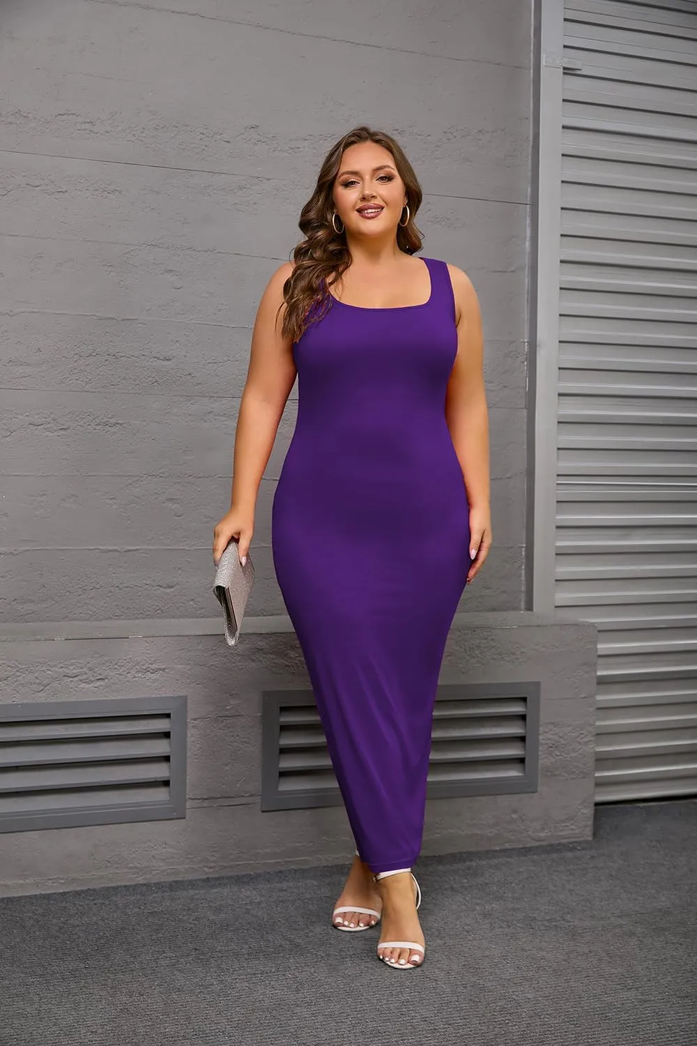 YeGine Women Plus Size Sleeveless Bodycon Maxi Dresses Sexy Slim Tank Dresses