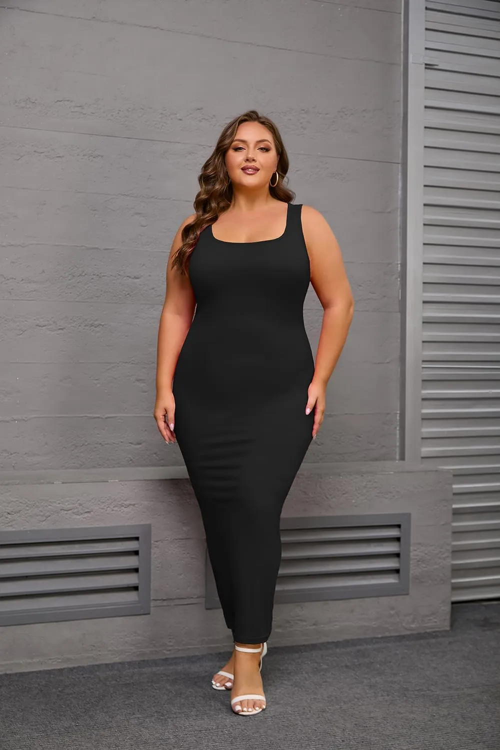 YeGine Women Plus Size Sleeveless Bodycon Maxi Dresses Sexy Slim Tank Dresses