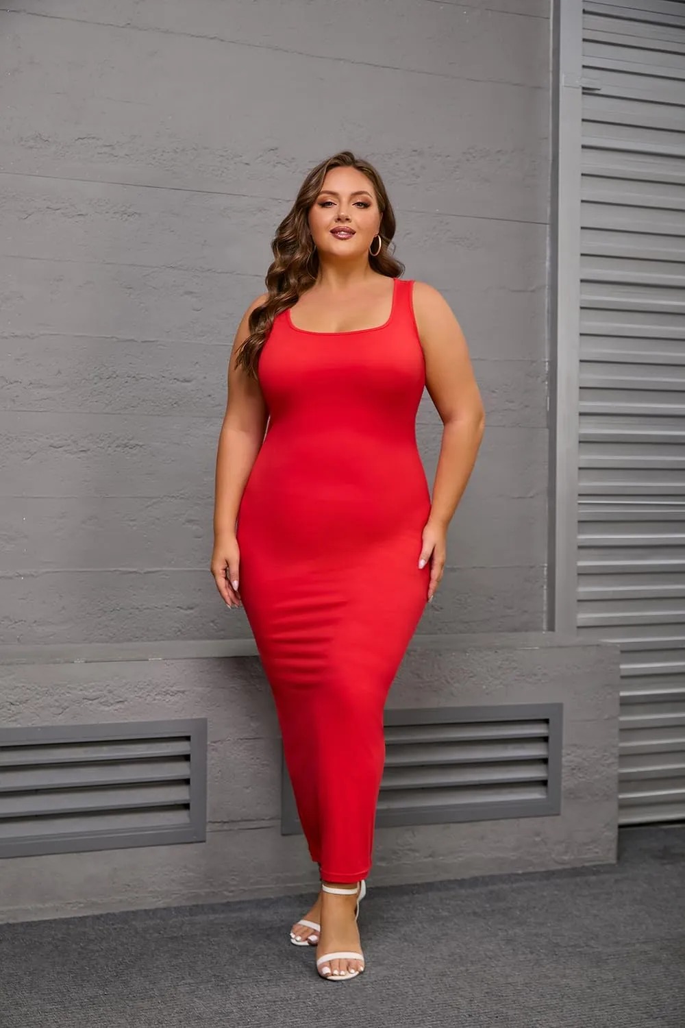YeGine Women Plus Size Sleeveless Bodycon Maxi Dresses Sexy Slim Tank Dresses