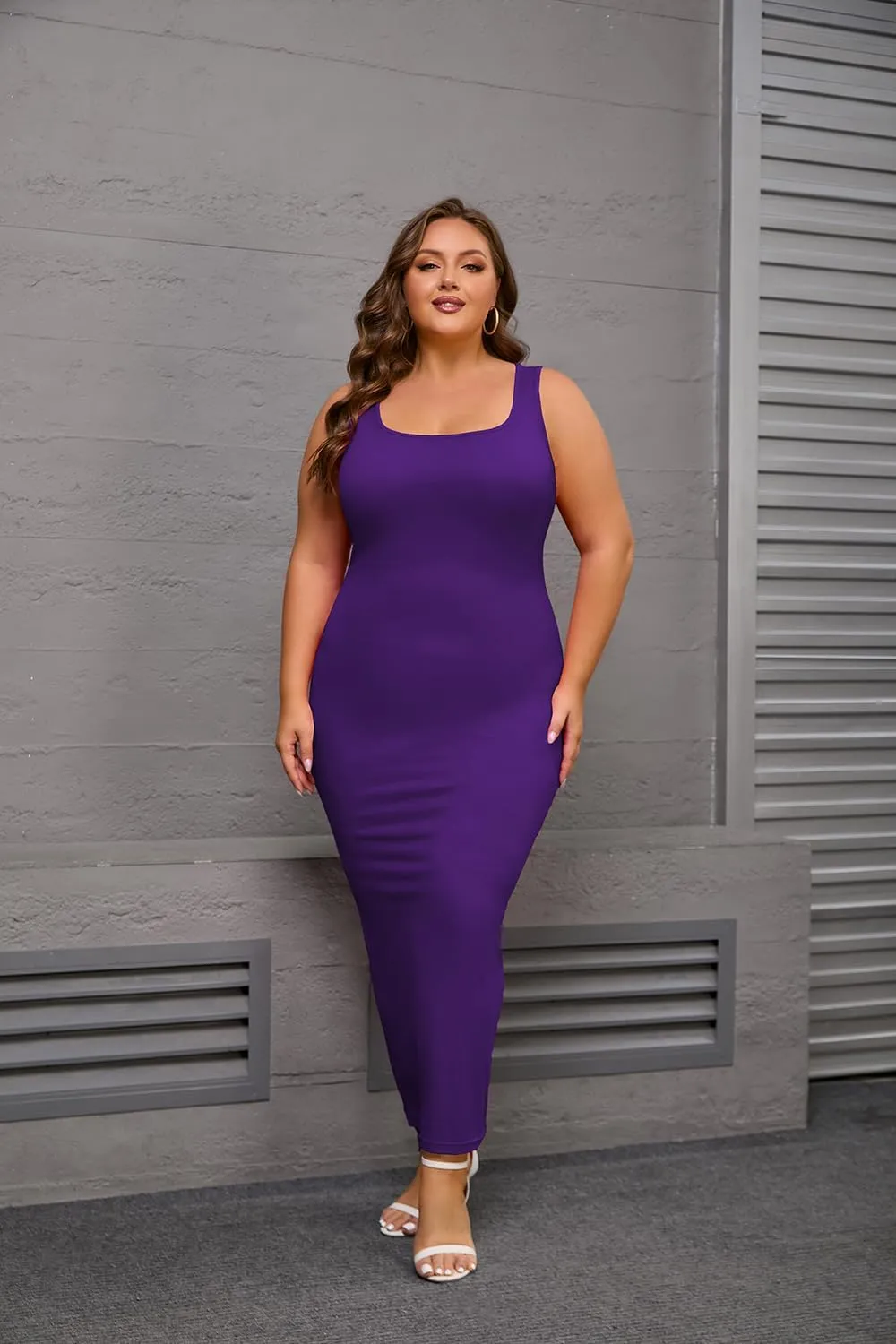YeGine Women Plus Size Sleeveless Bodycon Maxi Dresses Sexy Slim Tank Dresses