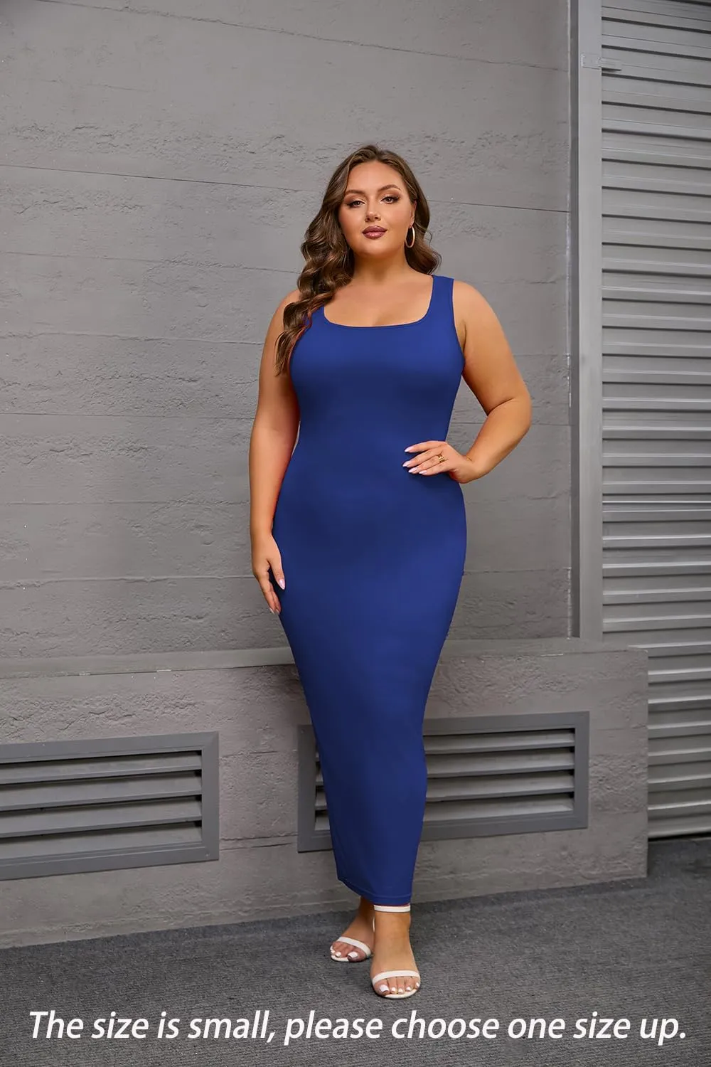 YeGine Women Plus Size Sleeveless Bodycon Maxi Dresses Sexy Slim Tank Dresses