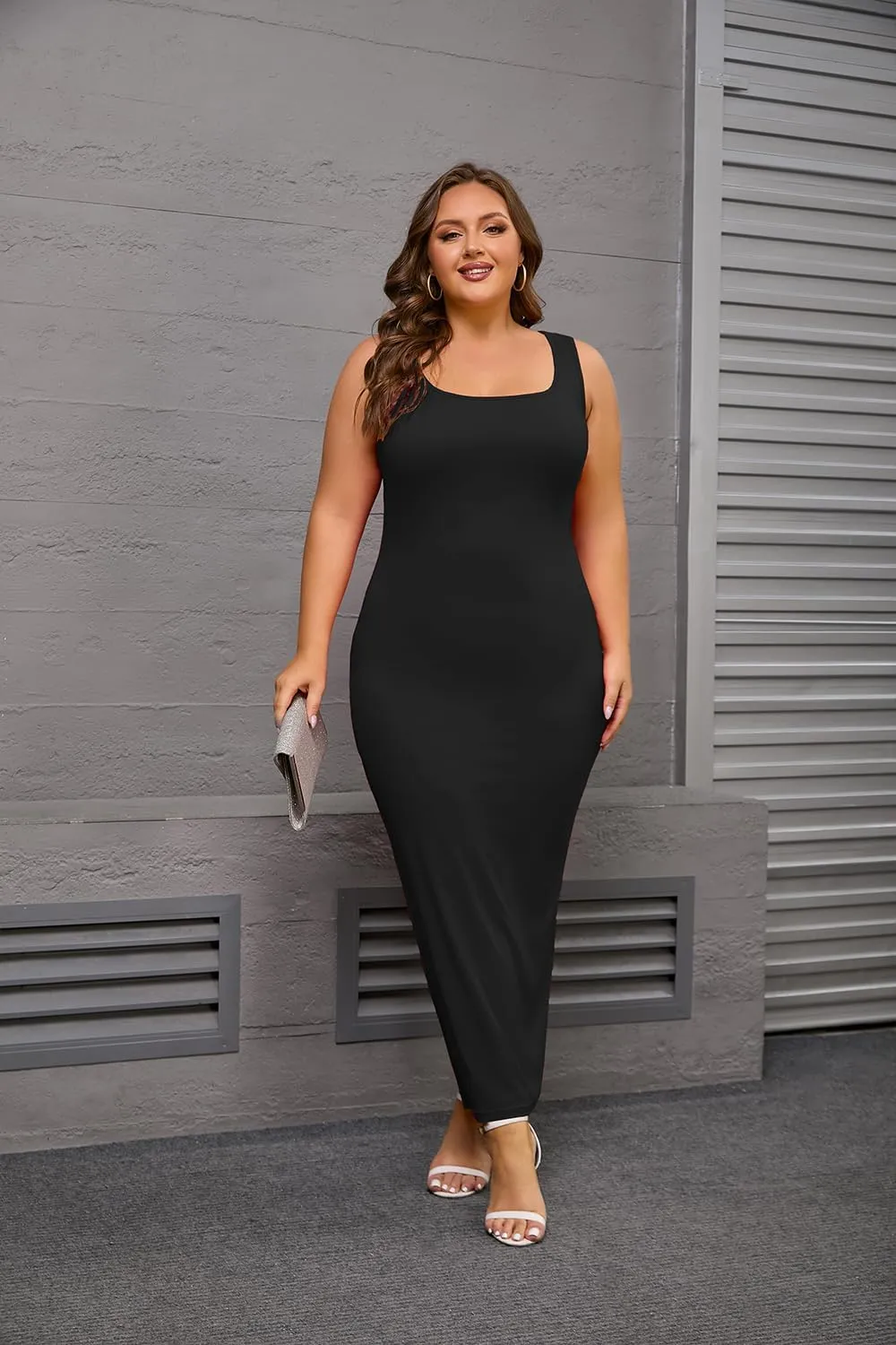 YeGine Women Plus Size Sleeveless Bodycon Maxi Dresses Sexy Slim Tank Dresses