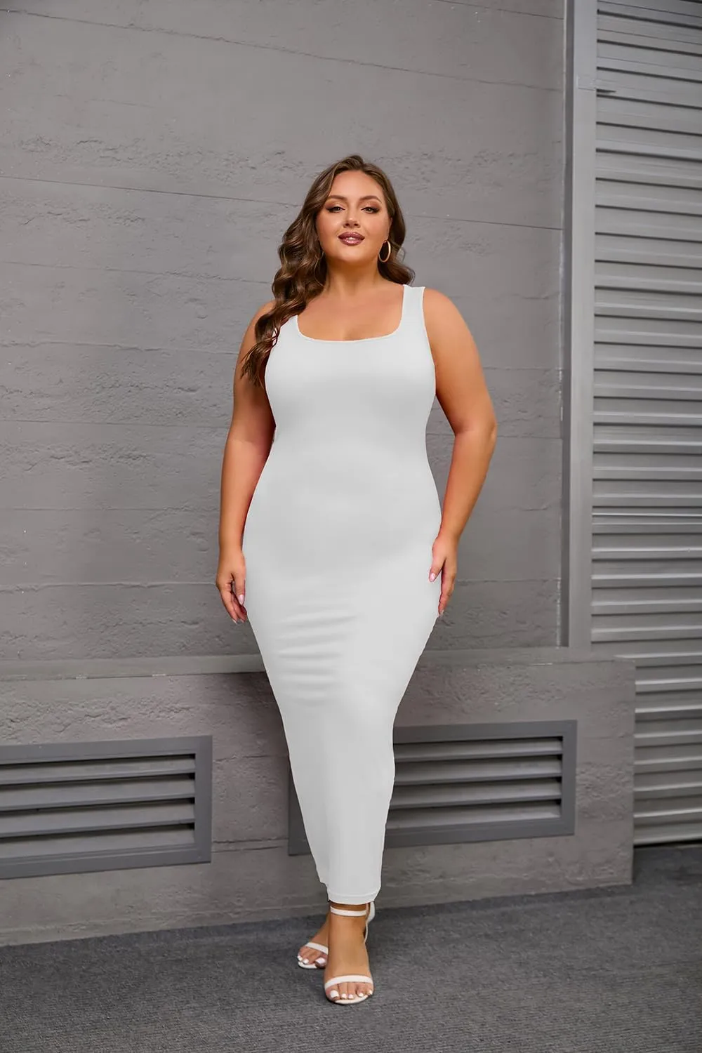 YeGine Women Plus Size Sleeveless Bodycon Maxi Dresses Sexy Slim Tank Dresses