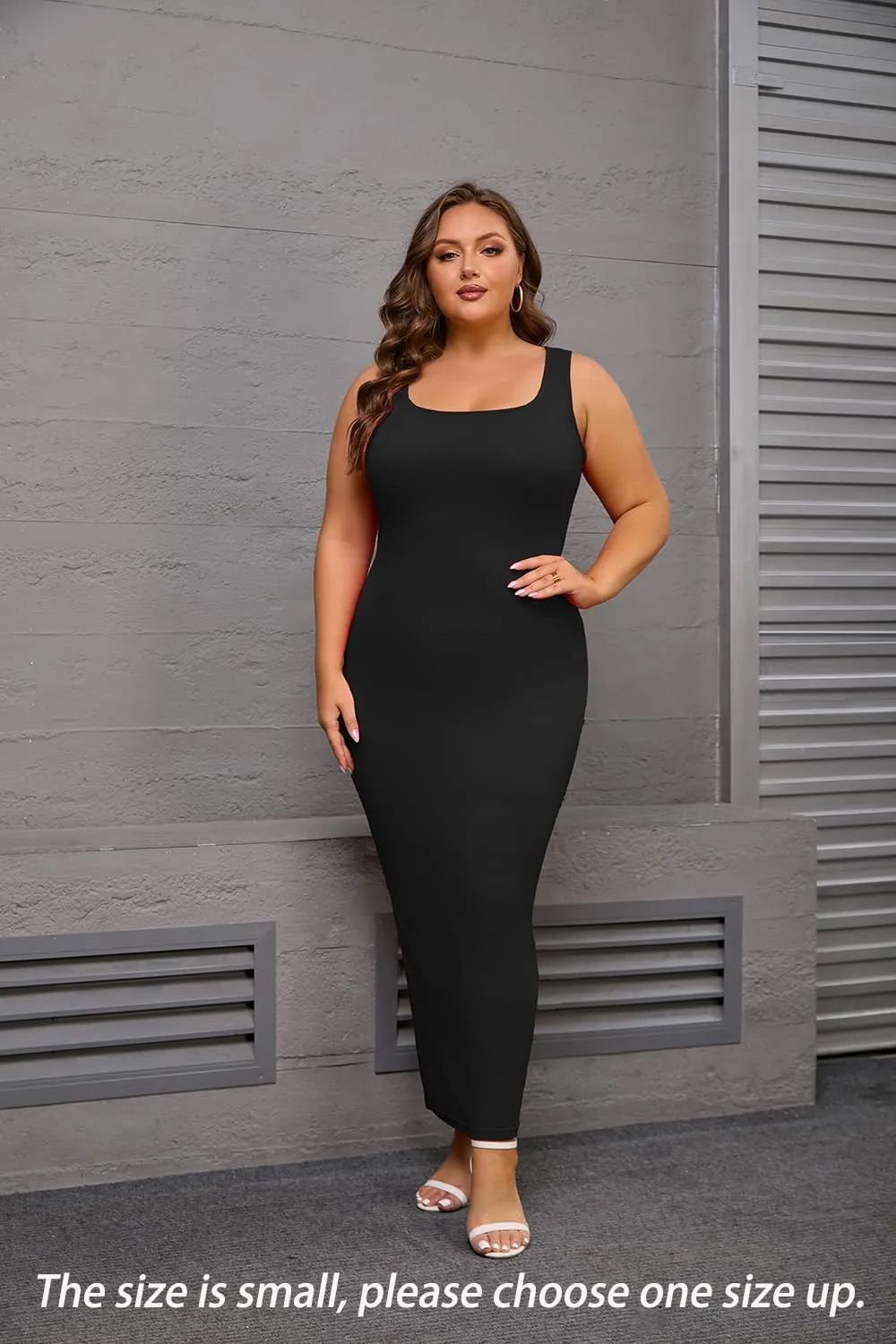 YeGine Women Plus Size Sleeveless Bodycon Maxi Dresses Sexy Slim Tank Dresses