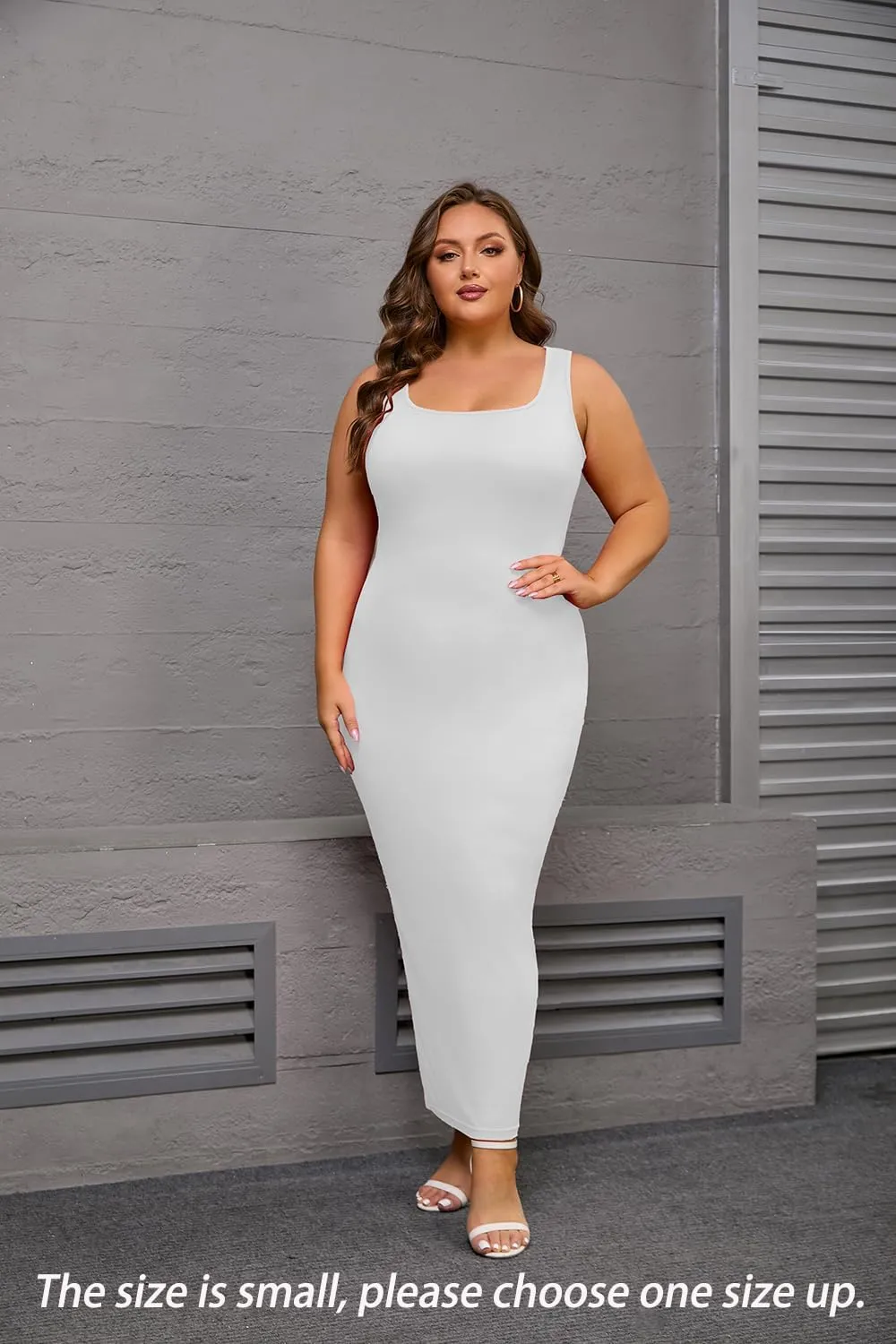 YeGine Women Plus Size Sleeveless Bodycon Maxi Dresses Sexy Slim Tank Dresses