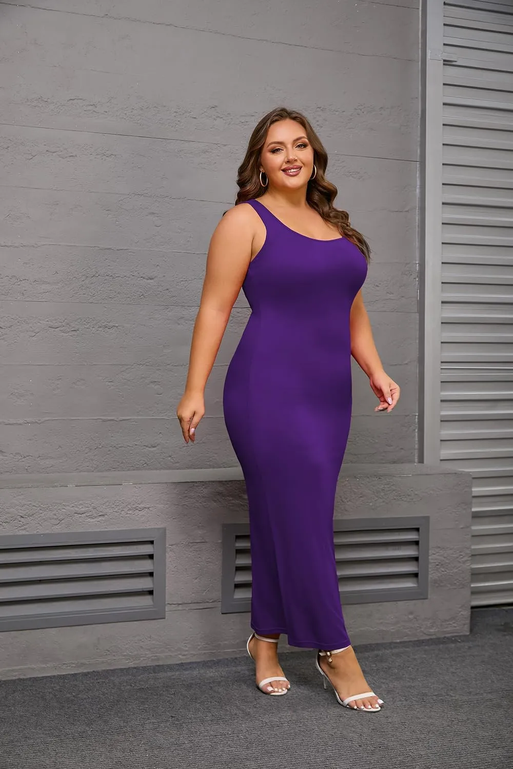 YeGine Women Plus Size Sleeveless Bodycon Maxi Dresses Sexy Slim Tank Dresses