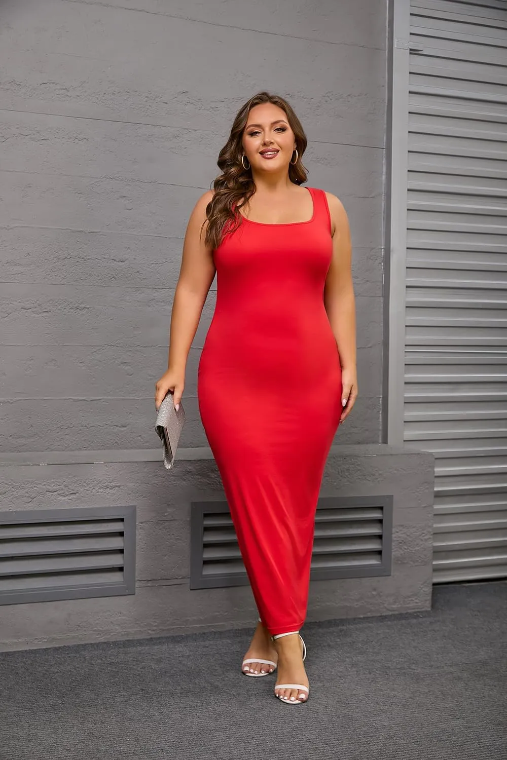 YeGine Women Plus Size Sleeveless Bodycon Maxi Dresses Sexy Slim Tank Dresses