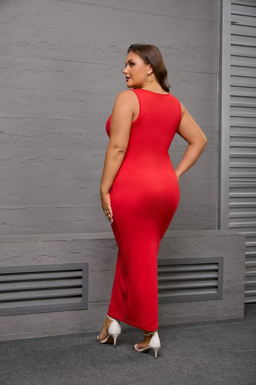 YeGine Women Plus Size Sleeveless Bodycon Maxi Dresses Sexy Slim Tank Dresses