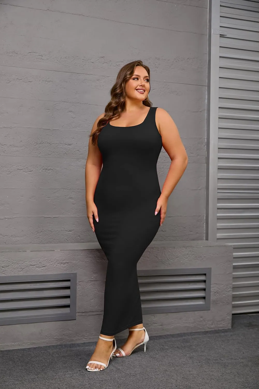 YeGine Women Plus Size Sleeveless Bodycon Maxi Dresses Sexy Slim Tank Dresses