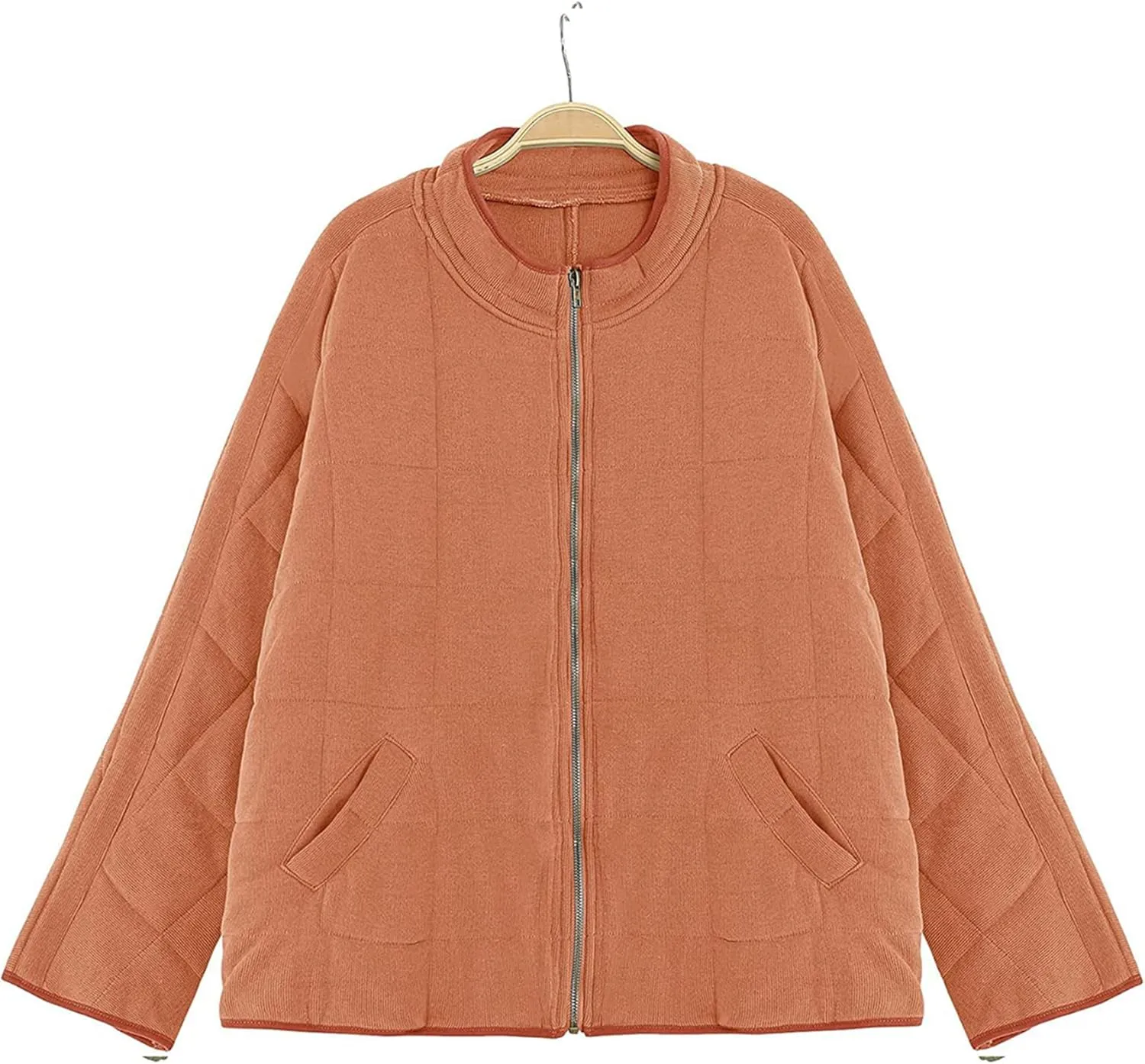YMING Women's Baggy Lightweight Puffer Jacket Long Sleeve Zip Up Down Coat Quilted Warm Winter Down Coat With Pockets