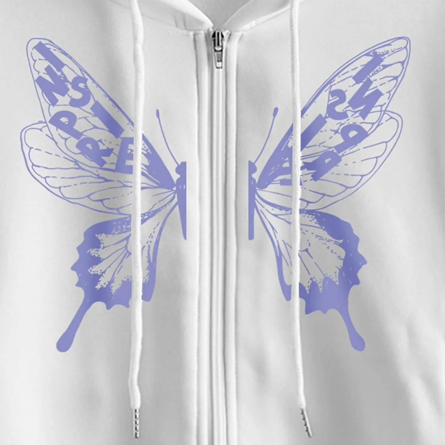 Yoawdats Women's Y2K 2023 Fall Casual Hooded Coat Long Sleeve Lucky Butterfly Print Zip Up Hoodie with 2 Pockets Going Out