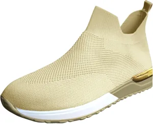 ZSpzx Womens Walking Shoes Sock Tennis Air Cushioned Mesh Flat Breathable Running Sneakers Ladies Fashion Casual Boat Shoes Comfy Slip On Arch Support Lightweight Slip On Shoe for Outdoor Indoor